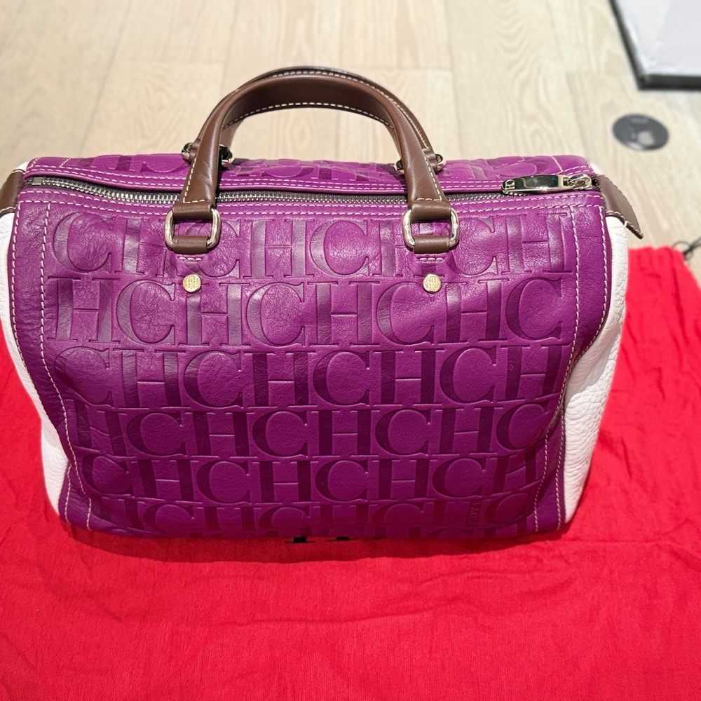 Carolina Herrera Purple and White Satchel